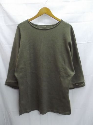 URBAN RESEARCH★アーバンリサーチ/ロング丈ワッフルラグラントップス/サーマル地/オリーブ/定価¥6372/Fサイズ【新品】K250210TK-08