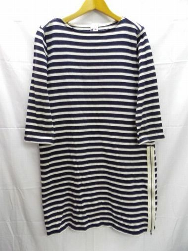 CHANTECLAIR★シャントクレール/ボーダー柄/ネイビー/ホワイト/チュニック/ワンピース/フランス製/Lサイズ【中古】K241021TK-07