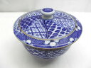 呉福★蓋付き湯呑/湯飲み/陶器/ブルー/ホワイト【中古】K250303TK-05〜09
