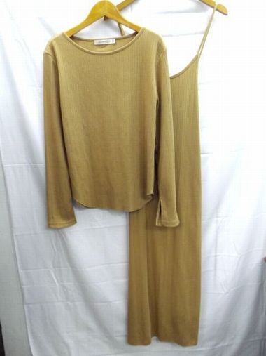 MOUSSY★マウジー/アンサンブルワンピース/長袖コットンニット&ワンピース/セットアップ/ブラウン/茶/FREEサイズ【中古】K250417TK-08