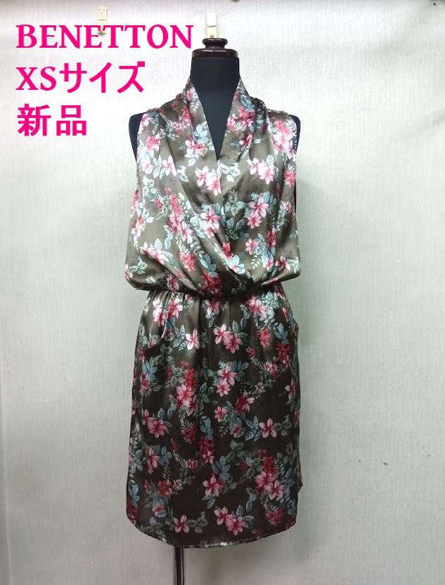UNITED COLORS OF BENETTON /ベネトン ★花柄 ノースリーブワンピース XSサイズ 定価7315円＋税 タグ付き 【新品】K250704-01-H4(4)