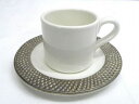 BITOSSI★ビットシ/カップ&ソーサー/コーヒーカップ/ティーカップ/イタリア製/ホワイト/シルバー/陶器 1 【中古】K250506TK-12~15