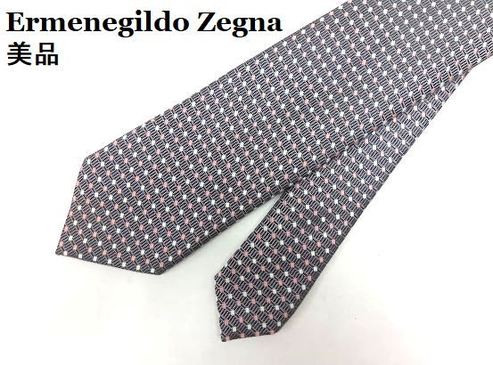 Ermenegildo Zegna /エルメネジルドゼニア ★モスグリーン系柄 ネクタイ 【中古】【美品】K250709-12