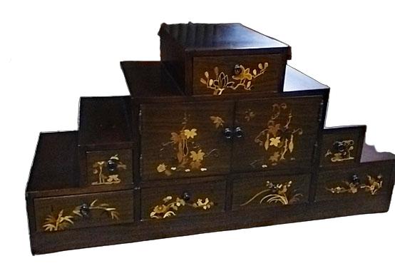 【中古】 階段箪笥階段ダンス 和家具 和風 木製引き出し収納 【送料無料】