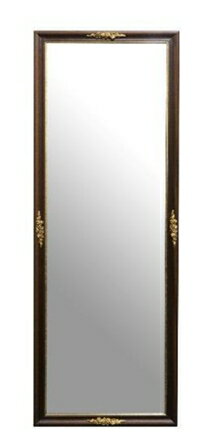 アンティーク調ウォールミラー　ダークブラウン　ウッドフレーム　木製フレーム　ロココ調　【送料無料】