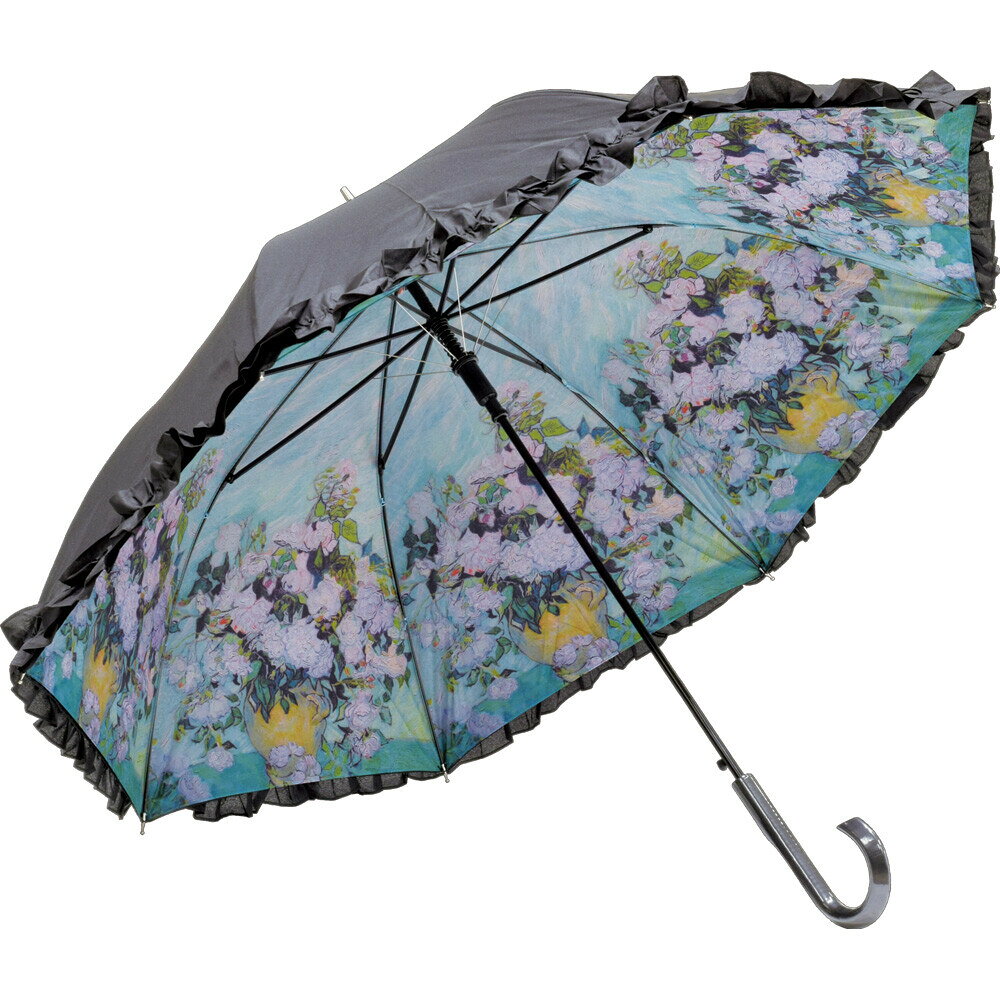 樂天商城 - ユーパワー 名画フリルジャンプ傘 晴雨兼用 ルノワール 大きな花瓶 AU-02605 1566123