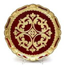 アンティーク調 プレート ひまわり 木質トレー 金縁 ゴールド&レッド イタリア製 GOLD & POMENAGRATE L&M FLORENCEART【送料無...
