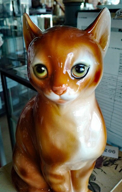 猫置物　ねこ　ネコ　キャット　オブジェ　陶器製品　H6-166R　イタリア製【送料無料】