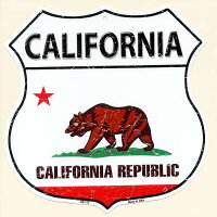 カリフォルニア州★CALIFORNIA・標識型・州旗柄★アメリカンブリキ看板