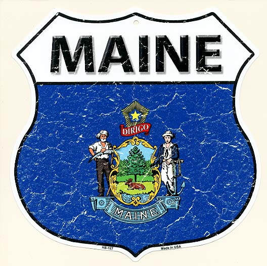 メイン州 MAINE 標識型 州旗柄 アメリカンブリキ看板 アメリカ ブリキ看板 アメリカン雑貨 アメリカ雑貨 サインプレート サインボード ティンサイン メタルプレート おしゃれ 店舗 カフェ バー インテリア フラッグ柄 ブリキ ポスター 看板のサムネイル