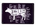 牛さん BEEF PART ミニサイズ エンボス加工 レトロ調 メタルプレート メタルサイン ブリキ看板 アメリカ ブリキ看板 アメリカン雑貨 アメリカ雑貨 ガ...