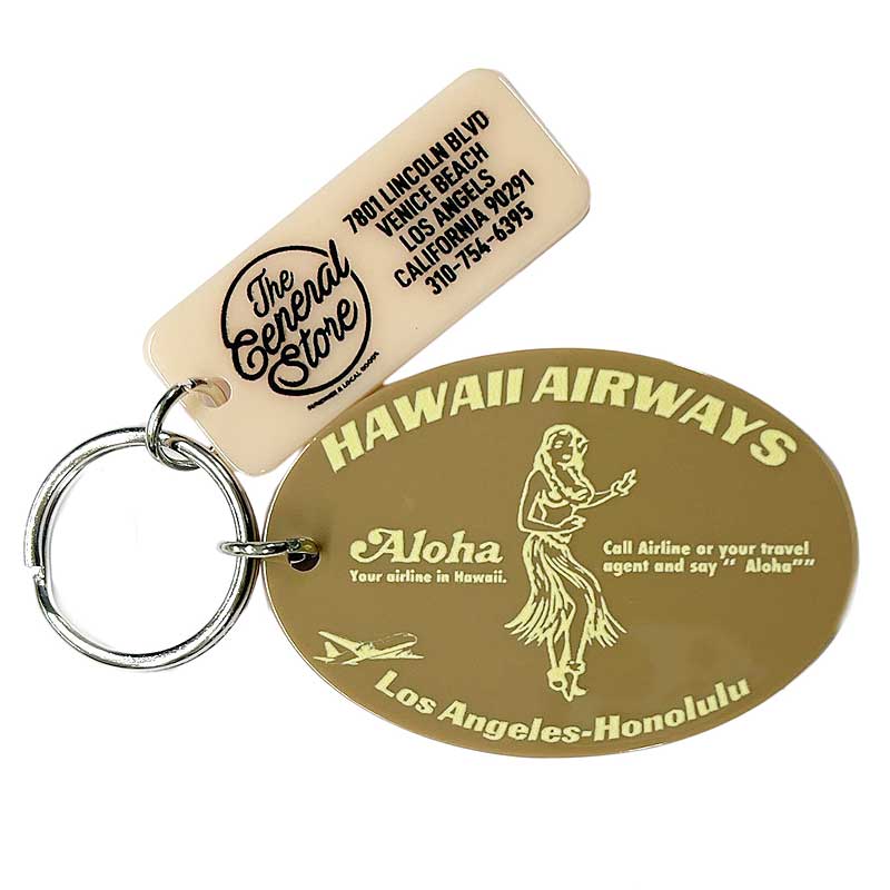 HAWAII AIRWAYS フラガール柄 キーホルダー ブラウン アクリル製 ハワイ 航空 ハワイアン ハワイ 雑貨 アメリカ 雑貨 アメリカン雑貨 おしゃれ アメリカン