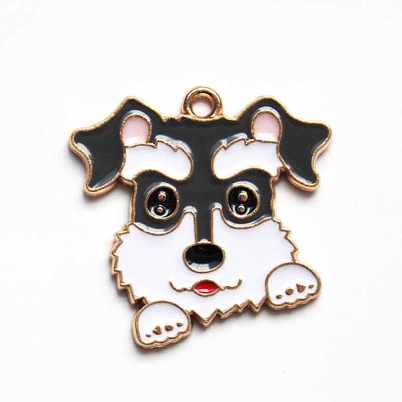 シュナウザー 雑貨 チャーム パーツ メタル製 フェイスデザイン 犬 ペット ミニチュアシュナウザー ...