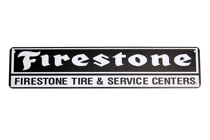 Firestone ファイアストン 横長型 約45センチ アメリカンブリキ看板 ストリートサイン ブリキ看板 アメリカン雑貨 アメリカ雑貨 タイヤメーカー ファイヤーストーン サインプレート サインボード メタルプレート ガレージ 店舗 看板 インテリア