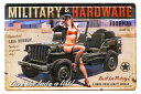 ピンナップガール MILITARY GIRL ミリタリー系 ミニサイズ エンボス加工 レトロ調 メタルプレート メタルサイン ブリキ看板 アメリカ ブリキ看板 ...