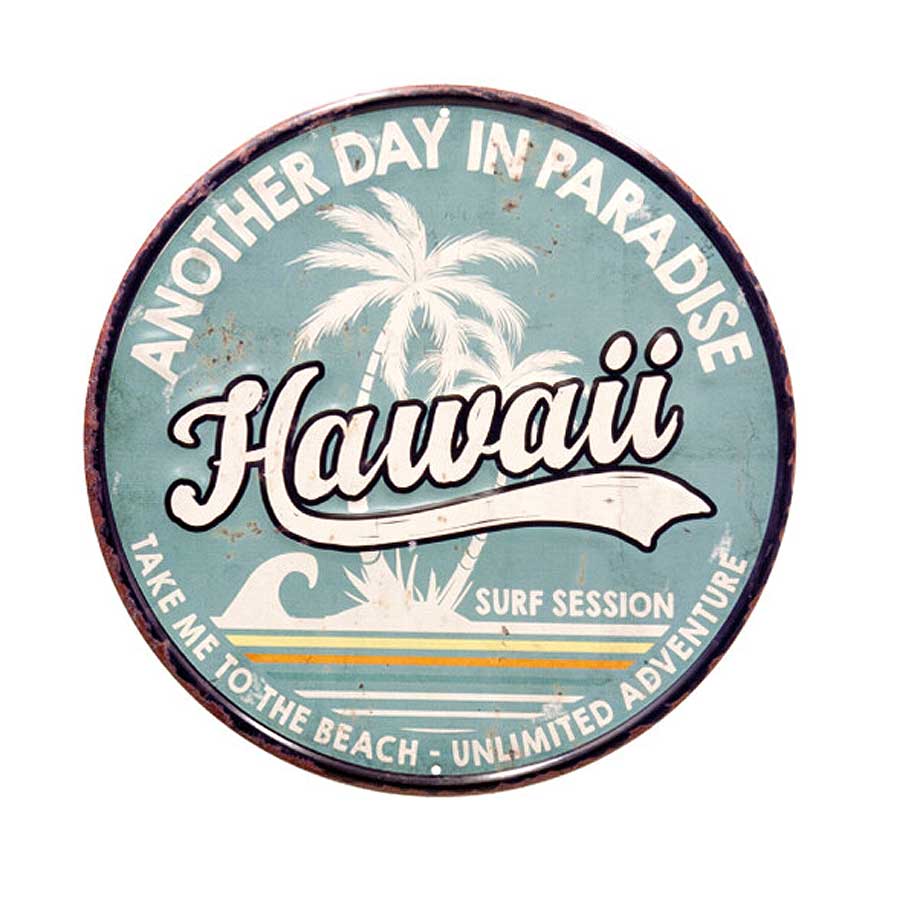 ハワイ HAWAII ANOTHER DAY IN PARADISE ラウンド 円形 エンボス加工  ...