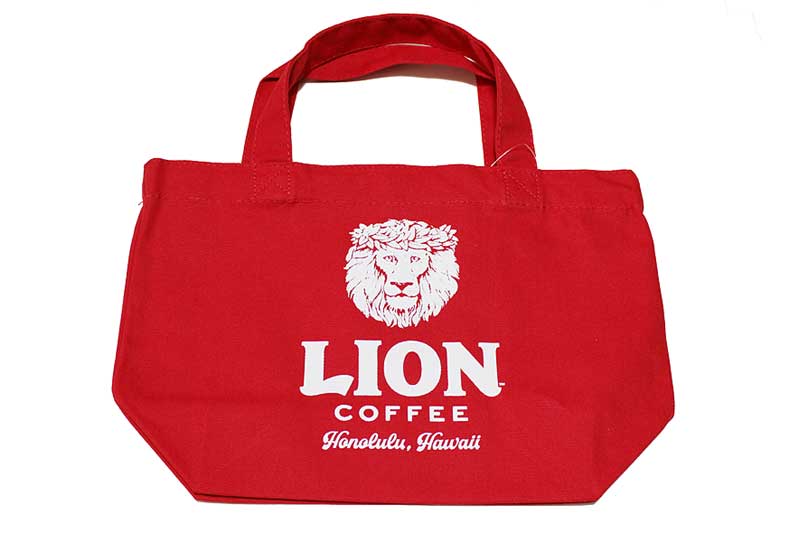 ライオンコーヒー ミニトートバッグ レッド コットン製 ランチトートバッグ ハワイ ハワイアン雑貨 アメリカ 雑貨 ハワイ 雑貨 アメリカン雑貨★再入荷しました！！のサムネイル