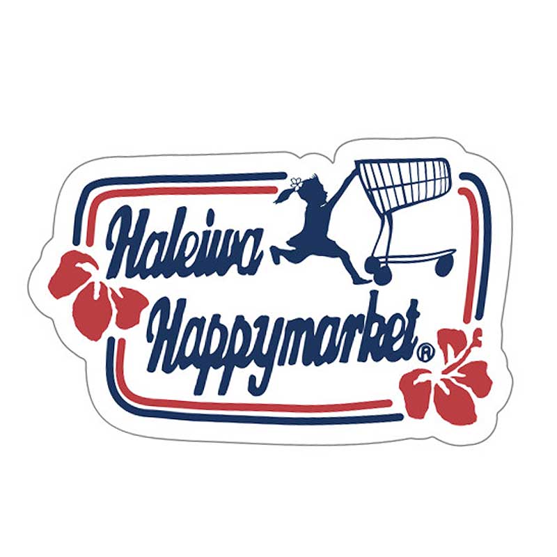 Rakuten - ハレイワ ハッピー マーケット ステッカー カート柄 HALEIWA HAPPY MARKET ハワイ ハワイアン 雑貨 アメリカ アメリカン 雑貨 ポップ シール