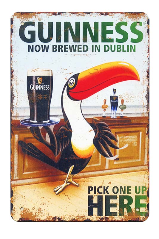 楽天アメリカン雑貨 ベリーベリー【メール便送料無料】ギネスビール オオハシのウェイター柄 GUINNESS ミニサイズ お酒系 アメリカンブリキ看板 ブリキ看板 アメリカン雑貨 アメリカ雑貨 サインプレート メタルプレート トゥカン バー カフェ 看板 ガレージ おしゃれ 店舗 インテリア