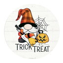 ハロウィン 飾り TRICK or TREAT Gnome ラウンド 円形 アメリカンブリキ看板 アメリカン雑貨 アメリカ 雑貨 ノーム GNOME 妖精 サインプレート サインボード ティンサイン メタルプレート インテリア おしゃれ カフェ バー 店舗 ブリキ 飾り ガーデニング 看板