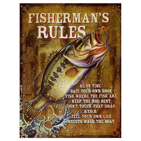 楽天アメリカン雑貨 ベリーベリーブラックバス FISHERMAN'S RULES 釣り系 アメリカンブリキ看板 アメリカ ブリキ看板 アメリカン雑貨 アメリカ雑貨 サインプレート サインボード メタルプレート 釣り フィッシング ポスター 看板 おしゃれ カフェ バー 店舗 インテリア アメリカ製