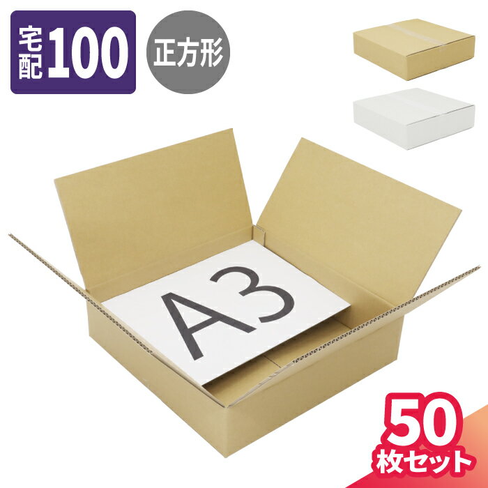 薄型 ダンボール 100サイズ 50枚 (420×420×100) 正方形 ダンボール A3 段ボール 100 段ボール箱 梱包用 梱包資材 梱包材 梱包 宅配...