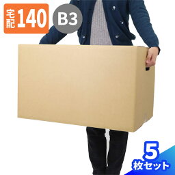 【送料無料】ダンボール 140サイズ B3 5枚 (600×400×360) 段ボール 140 ダンボール箱 段ボール箱 B3サイズ 梱包用 梱包資材 梱包材 梱包 宅配140 箱 宅配箱 宅配 引っ越し 引っ越し用 引越し ヤマト運輸 通販 発送 衣類 収納 ボックス 大きい 持ち手 手穴付き (0392)