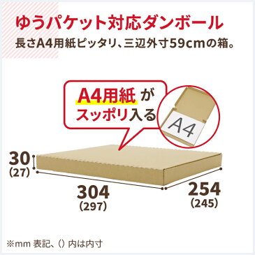ゆうパケット 箱 A4 茶 297×245×27 まとめ買い【200枚】 | ダンボール ゆうパケット 段ボール ダンボール箱 段ボール箱 梱包 発送 梱包資材 梱包材 梱包箱 宅配 A4 a4 メール便 定形外 小型 小さい 薄型 薄い フリマアプリ ゆうゆうメルカリ便 (5700)