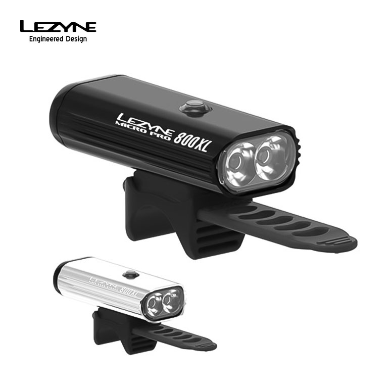 LEZYNE レザイン 自転車 アクセサリー ライト MICRO DRIVE PRO 800XL フロントライト 重量114g 800ルーメン LED フラッシュモード インジケーター ストラップマウント ワンタッチ着脱 ブラック シルバー バッテリ 一体式 USB充電