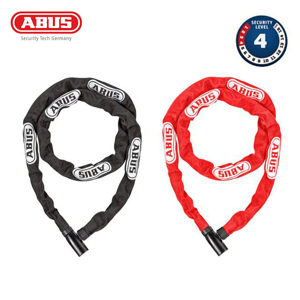 ABUS アブス 自転車 バイク ロック チェーンロック 4804K/110 全長 110cm 4mmチェーン キーロック キー式 510g 軽量 持ち運び ブラック レッド 自転車用 バイク用 鍵 カギ 盗難防止 高い耐久性 安心