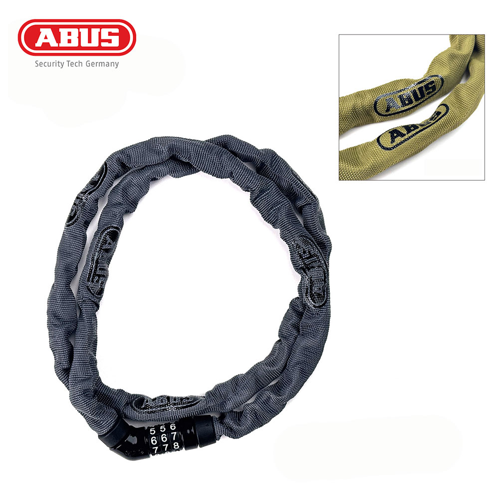 ABUS アブス 自転車 アクセサリー 鍵/ロック バイク チェーンロック 4804C/110 限定カラー カーキ グレー 頑丈 3桁ダイヤル式 軽量 スクエア...