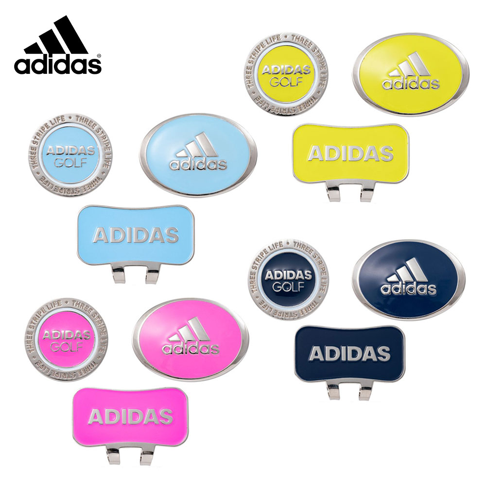 adidas アディダス ゴルフ マーカー ツインクリップマーカー マグネット Twin Clip Marker Womens ADM-918 21SS ヘイジースカイ ソーラーイエロー スクリーミングピンク カレッジエイトネイビー