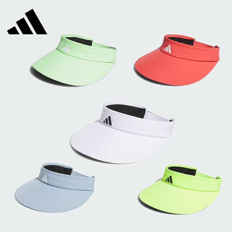 adidas アディダス レディース ゴルフ 帽子 バイザー ワイドブリムバイザー DKL29 24SS 春夏 カーブをつけたつば 面ファスナー式 バックストラップ 吸湿性 AEROREADYスウェットバンド付き