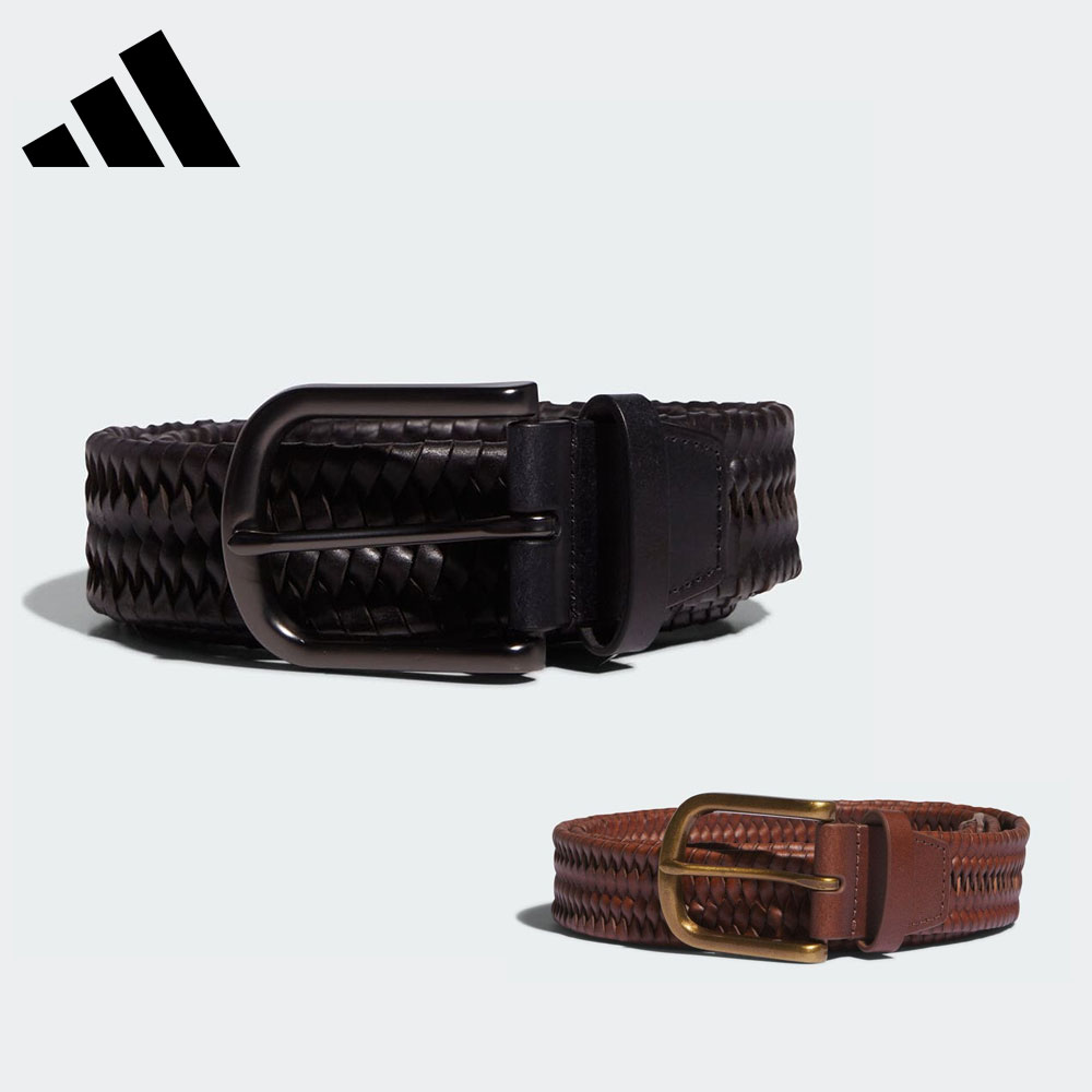 【30%OFF】adidas アディダス メンズ ゴルフ ベルト レザー ストレッチベルト KOL41 24FW 秋冬 メタルピンバックル 3バーロゴ刺しゅう 機能性 フィット感 メッシュベルト 牛革 ブラック COGNAC
