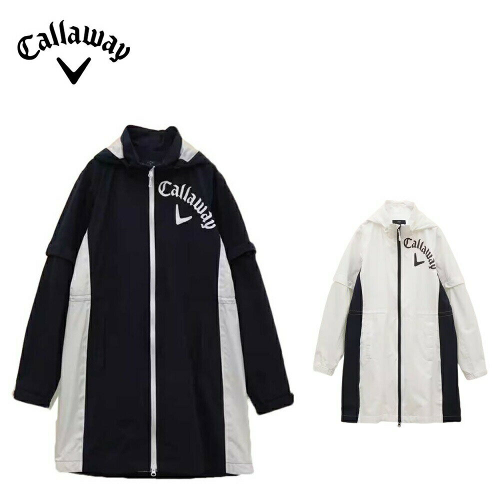 【セール】Callaway キャロウェイ レディース ゴルフウェア レインウェア ワンピース型レインウェア C23989202 23SS 春夏 防水性 透湿性 防風性 ストレッチ性 高機能素材 ナイロン ネイビー ホワイト 送料無料