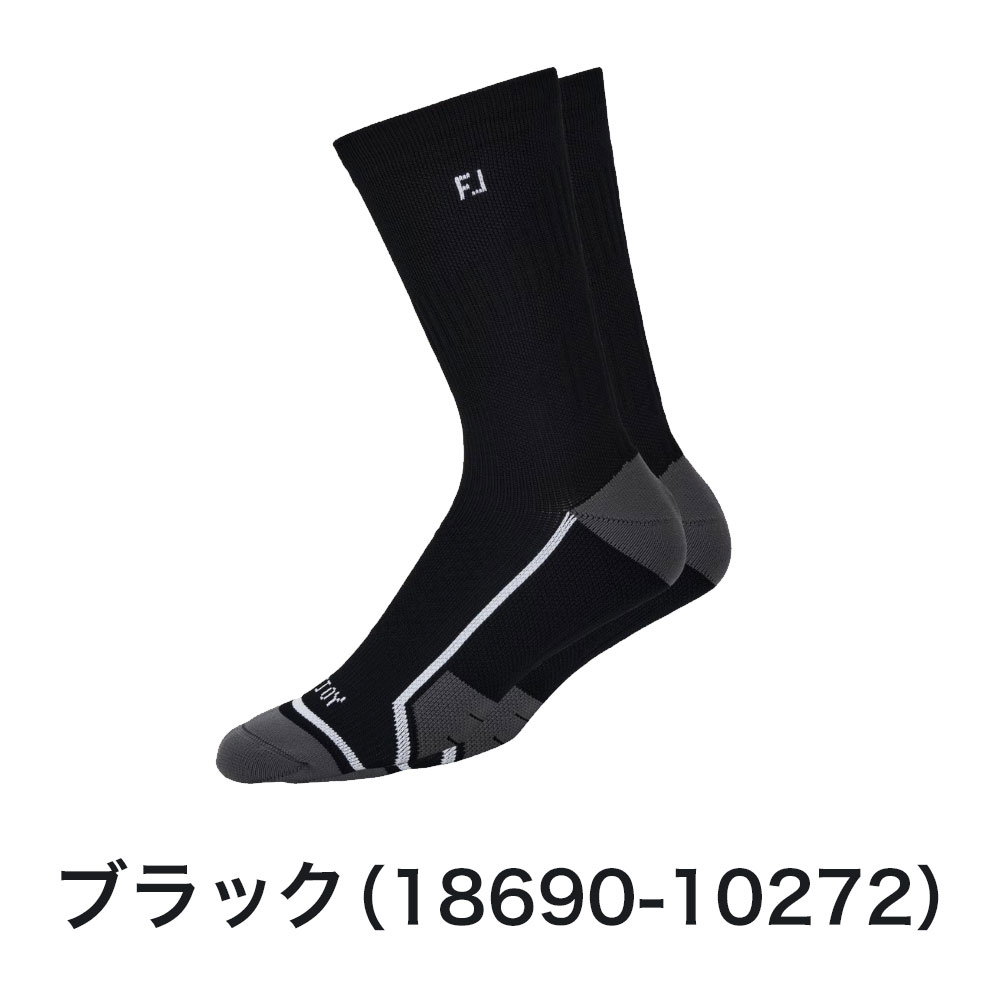 【セール 30%OFF】 FOOTJOY フットジョイ メンズ ゴルフ 靴下 ソックス MENS 25cm-27cm テックドライ クルー 25SS 春夏 コンプレッション機能 フィット感 パイル構造 クッション ポリエステル ポリウレタン ブラック 18690-10272 ホワイト 18590-10271