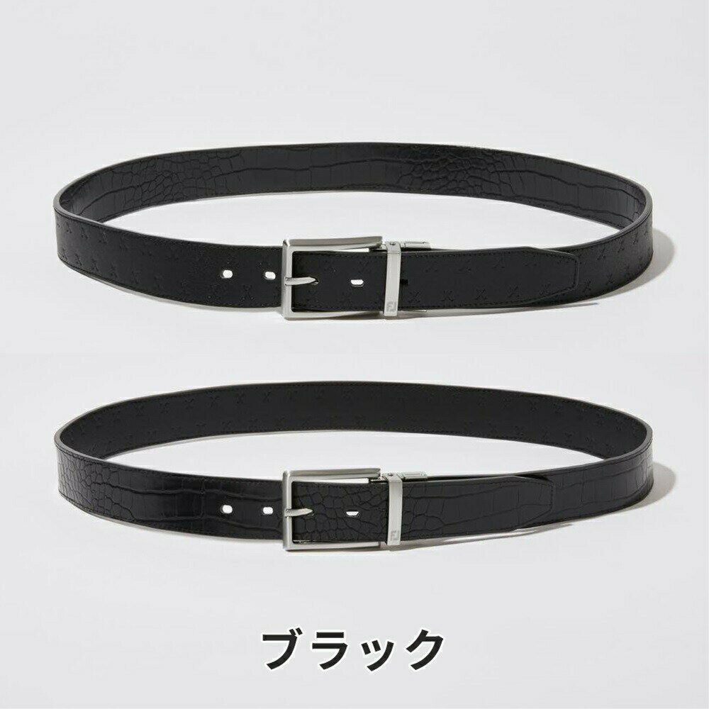 【セール 20%OFF】 FOOTJOY フットジョイ メンズ ゴルフ ベルト クロスクラブ リバーシブル ベルト FA23RBT 24FW 秋冬 クロスクラブ柄 クロコ柄 帯のカット可能 合成皮革 ブラック ホワイトネイビー