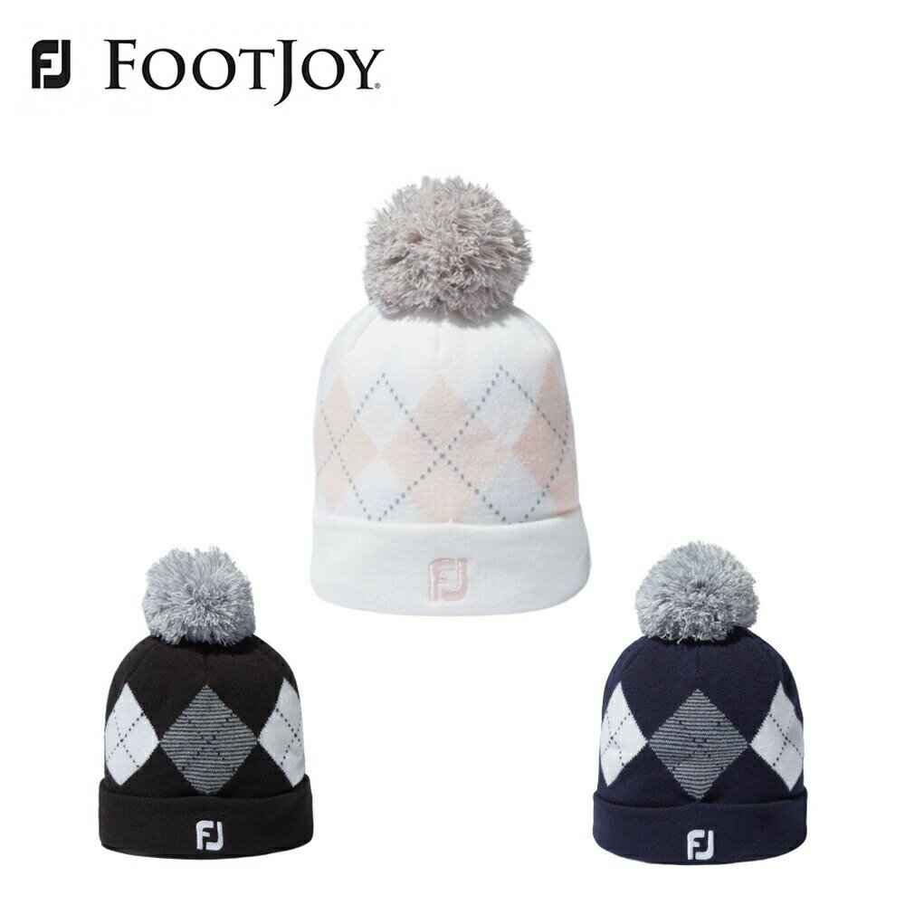 FOOTJOY フットジョイ レディース ゴルフ 帽子 キャップ eComfort アーガイルビーニー FH23BWPM 23FW 秋冬 防寒性 ニットビーニー アクリル ブラック ホワイト ネイビー