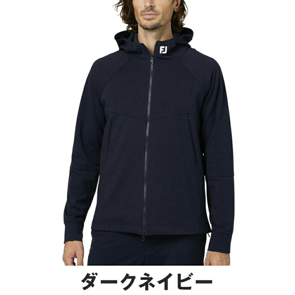 【セール 10%OFF】FOOTJOY フットジョイ メンズ ゴルフウェア ブルゾン コンテンポラリー マルチストレッチフーディー FJ-F25-M03 25FW 秋冬 ストレッチ 調温素材 機能性 快適性 都会的 スポーティー ナイロン 綿 レーヨン ポリウレタン ダークネイビー ホワイト