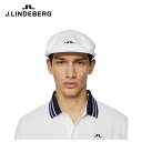 【セール 25%OFF】 J.LINDEBERG ジェイリンドバーグ メンズ ゴルフ 帽子 ハンチング Campbell Flat キャップ 07353334 25SS 春夏 ブリッジロゴ 背面ブランドロゴ ハンチングフラットキャップ スナップバック付き 調整可能 ポリエステル ポリウレタン ホワイト