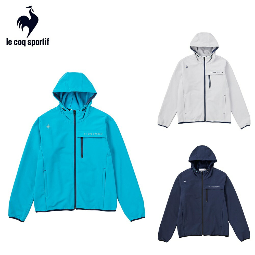 le coq sportif ルコックスポルティフ メンズ ゴルフウェア フーディー 裏起毛フーディ QGMWJL57 23FW 秋冬 ストレッチ はっ水 防風 保温 ブルー ネイビー