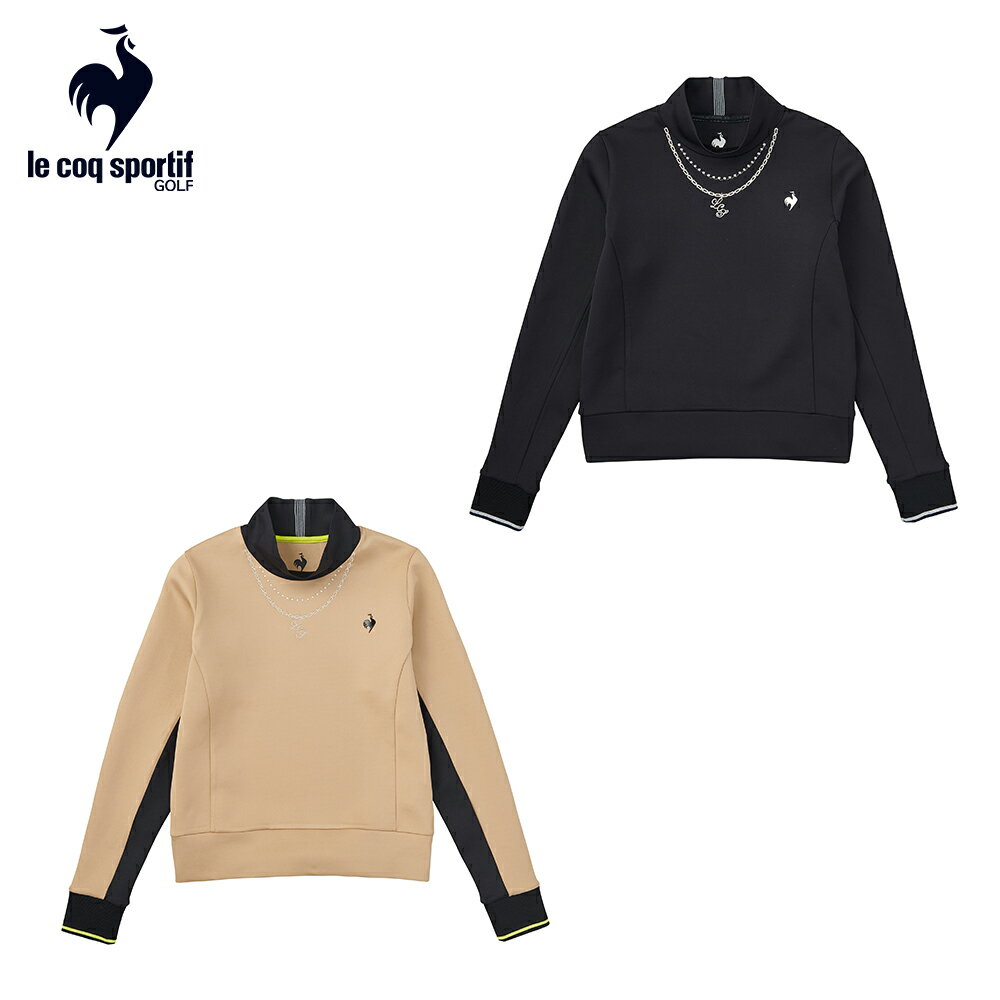 ルコックゴルフ 【10％OFF】Le coq sportif ルコック レディース ゴルフウェア シャツ フロントデザインカットソー RIJOUME リジューム QGWWJL11 23FW 秋冬 吸汗 ストレッチ DESCENTE ECO 再生材料使用型