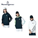 Munsingwear マンシングウェア メンズ ゴルフウェア トレーナー ENVOY ストレッチ袖ロゴプリントフーディー MEMWJL51 23FW 秋冬 ダンボールニット素材 ネオン風ロゴ