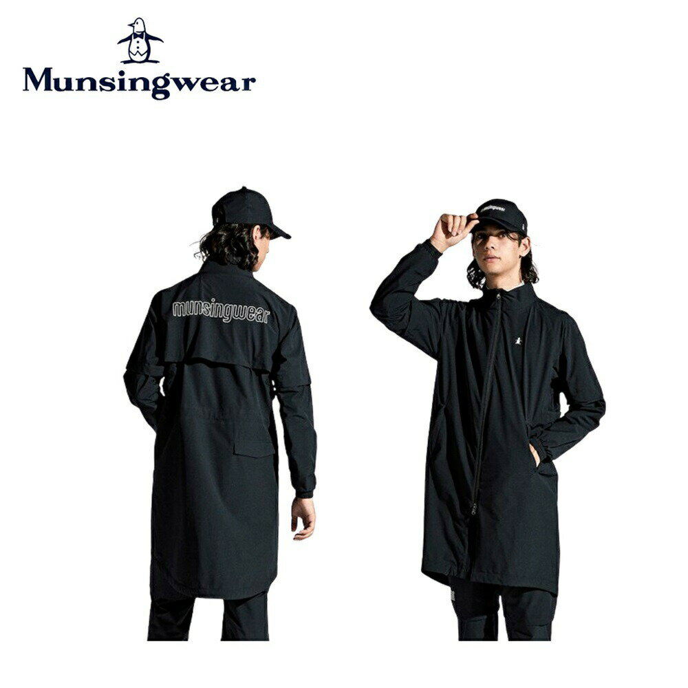 マンシングウェア 【セール】Munsingwear マンシングウェア メンズ ゴルフウェア レインウェア ENVOY レインコート MEMXJF02 24SS ストレッチ 耐久はっ水 耐水 透湿 防風 デタッチャブル バックロゴ ナイロン ポリエステル ポリウレタン ブラック