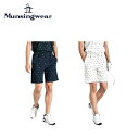 マンシングウェア 【P3倍】Munsingwear マンシングウェア メンズ ゴルフウェア パンツ モチーフプリントショートパンツ MGMXJD52 24SS 春夏 吸汗機能 ストレッチ性 総柄デザイン ブランドロゴ ジャカードゴム ポリエステル ネイビー ホワイト