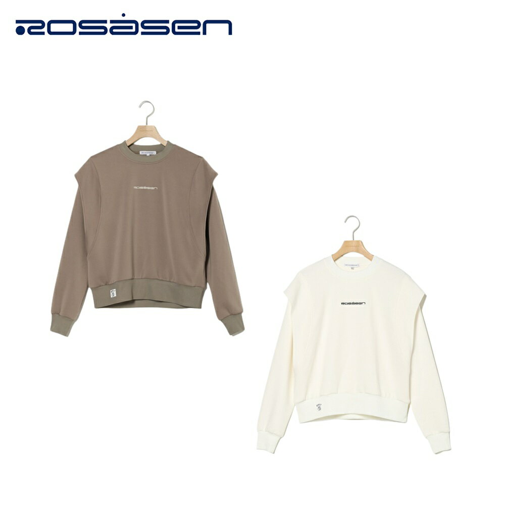 【P3倍】【セール】Rosasen ロサーセン レディース ゴルフウェア セーター A Line ミラウェーブダンボールニットプルオーバー 04829912 23FW 秋冬 抗菌 UVカット 接触冷感 パワーショルダー風 キャメル ホワイト