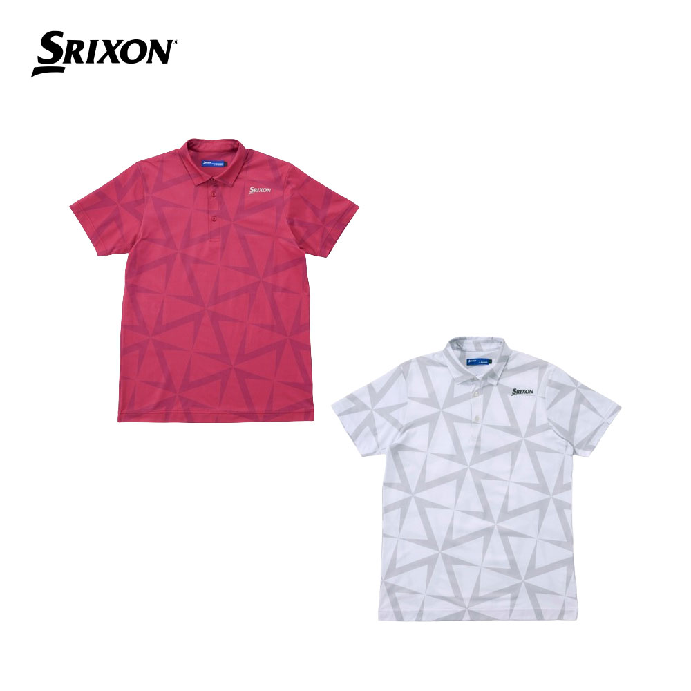 【セール】SRIXON スリクソン メンズ ゴルフウェア シャツ 松山プロ共同開発 ウインドミルプリントシャツ RGMXJA01 24SS 春夏 MOTION 3D SUNSCREEN 遮熱 クーリング効果 吸汗 UV CUT UPF15 ストレッチ性 風車プリント ポリエステル ピンク ホワイト