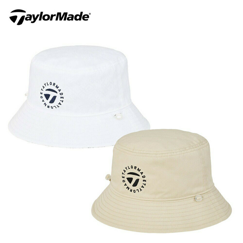 【セール 20%OFF】 TaylorMade テーラーメイド レディース ゴルフ 帽子 ハット W リバーシブル バケットハット UN583 25SS 春夏 バケハ 日除け おしゃれ モノグラム 汎用性 あごひも ポリエステル ホワイト ベージュ