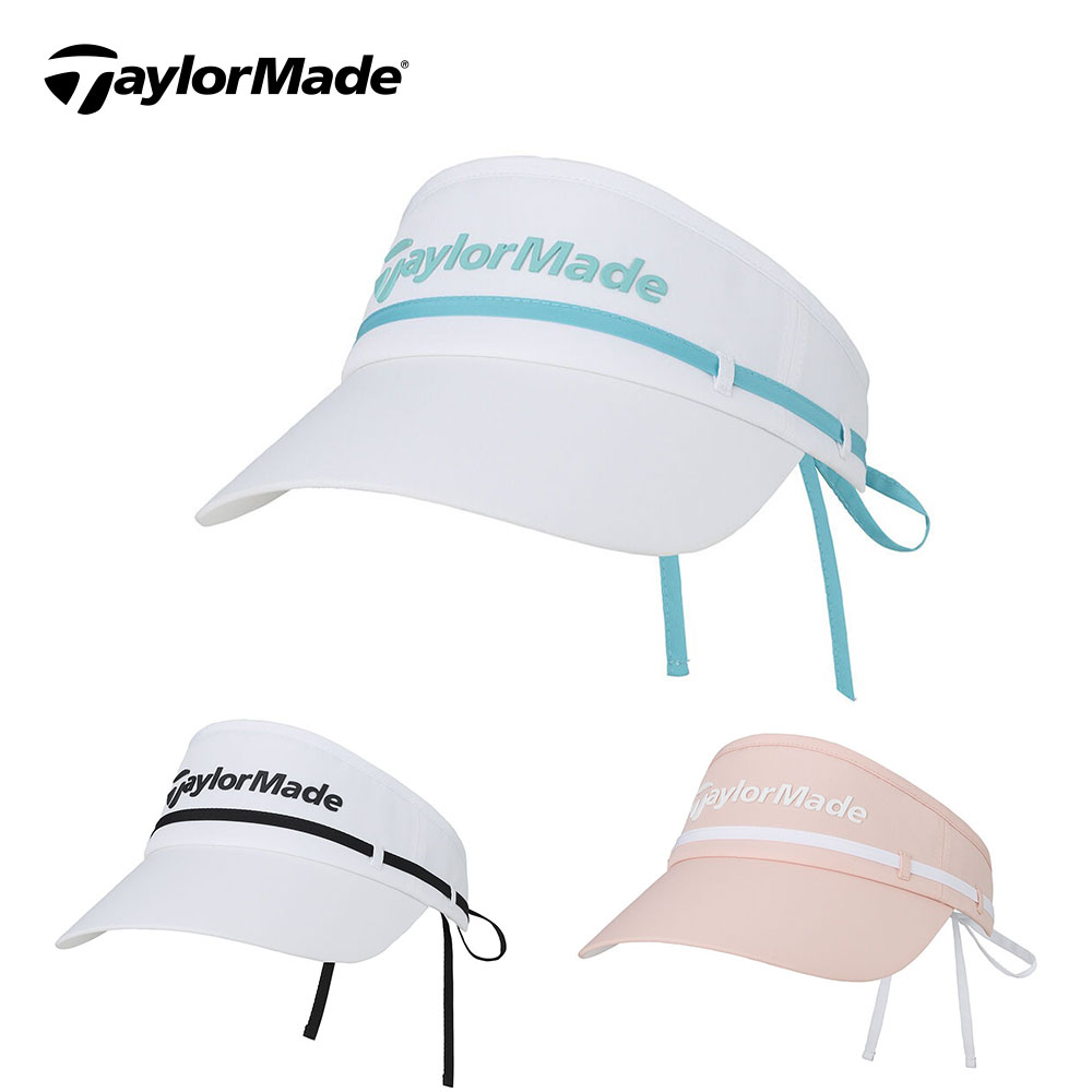 【セール 20%OFF】 TaylorMade テーラーメイド レディース ゴルフ 帽子 バイザー W リボンバイザー UN579 25SS 春夏 フェミニン 華奢 お洒落デザイン 日除け ポリエステル ホワイトブラック ホワイトターコイズ ライトピンク