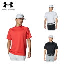 UNDER ARMOUR アンダーアーマー メンズ ゴルフウェア シャツ UAワードマーク ショートスリーブ モックネック 1384830 24SS 春夏 吸汗速乾性 ニット素材 通気性 4wayストレッチ 水分コントロール ルーズ ポリエステル ポリウレタン